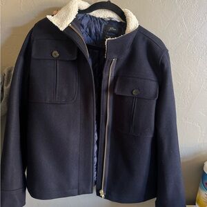 J. Crew Dark Blue Jacket with White Collar